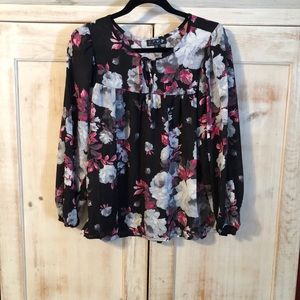 🌺🌼C.P.W New York Black Floral Long Sleeve Blouse